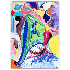 Der Absturz 2 &ndash; Acryl auf Leinwand auf Karton, 50&nbsp;cm&nbsp;x&nbsp;70&nbsp;cm, 1997. Kat.&nbsp;Nr.&nbsp;0011