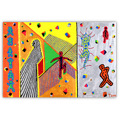 ...dort  und  hier &ndash; Acryl auf Leinwand auf Karton, 50&nbsp;cm&nbsp;x&nbsp;30&nbsp;cm, 2000. Kat.&nbsp;Nr.&nbsp;0052