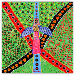 Die Kreuzung &ndash; Acryl auf Leinwand, 60&nbsp;cm&nbsp;x&nbsp;60&nbsp;cm, 2000. Kat.&nbsp;Nr.&nbsp;0146